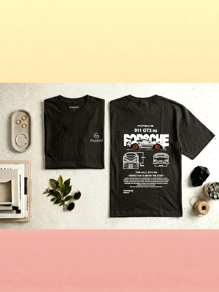 Mooni Premium Oversized T-Shirt – Black | Minimal Logo Cotton Tee alternate view